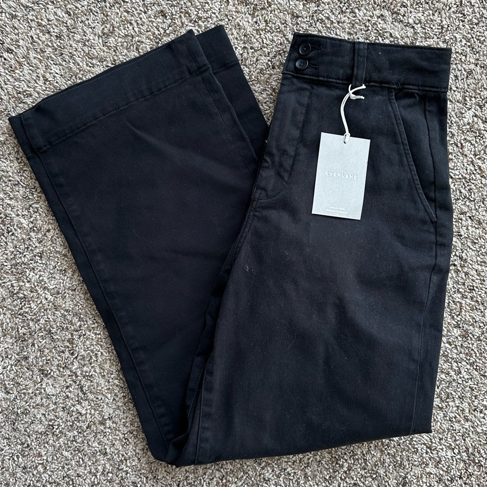 Black Everlane Organic Cotton Wide Leg Pants, Size 4